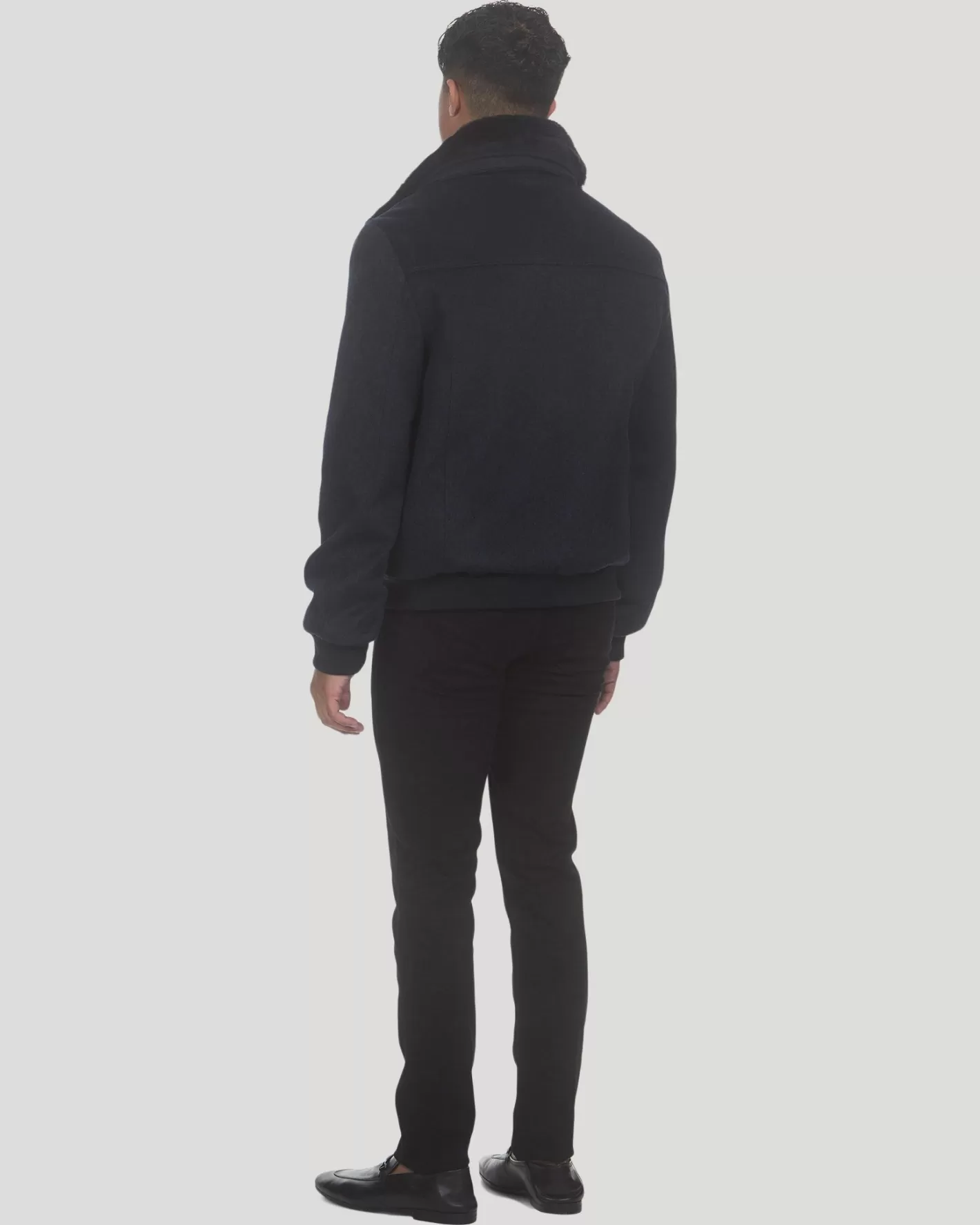 Veste d'hiver GORSKI Montréal pour homme - Laine luxueuse Loro Piana avec col amovible en agneau shearling sélectionné - Style décontracté chic