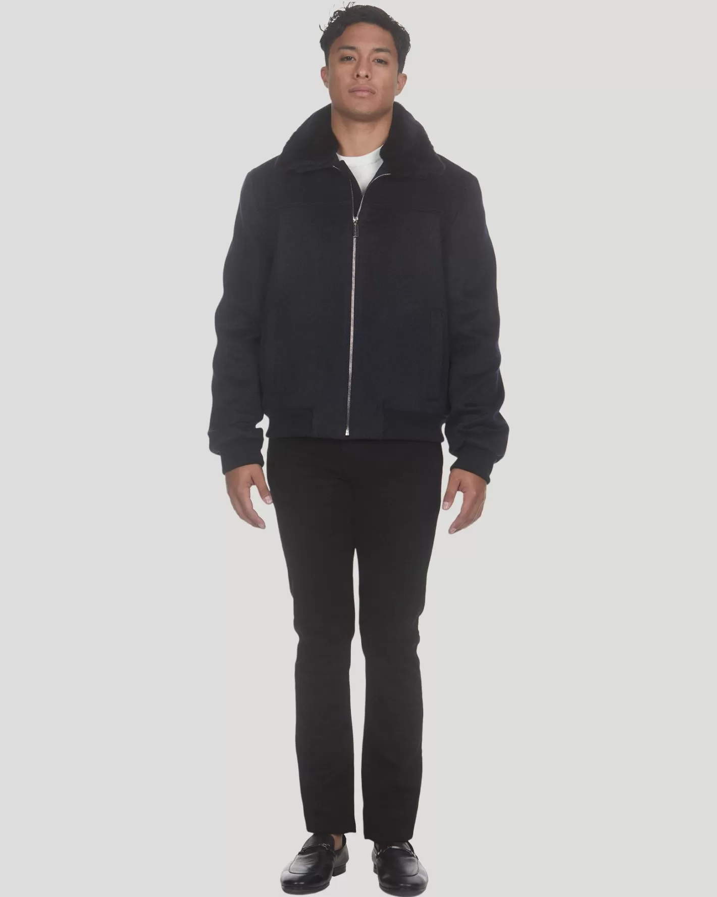 Veste d'hiver GORSKI Montréal pour homme - Laine luxueuse Loro Piana avec col amovible en agneau shearling sélectionné - Style décontracté chic
