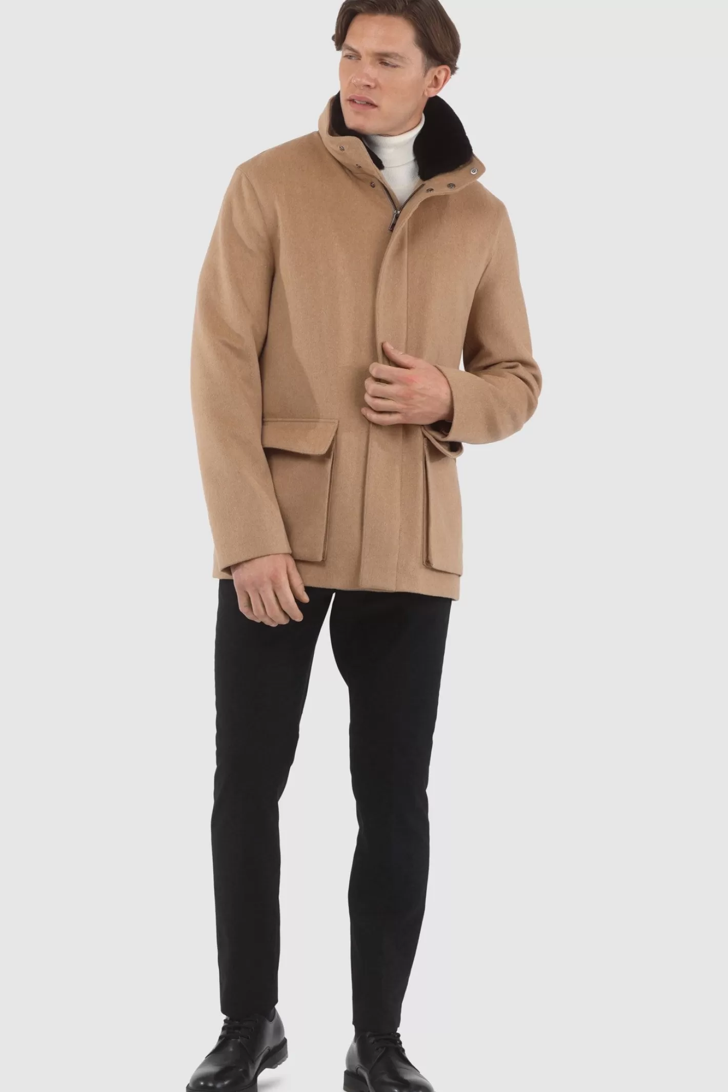 Veste Homme Montréal Hiver 2024 - Laine Loro Piana avec col en shearling sélectionné amovible par GORSKI