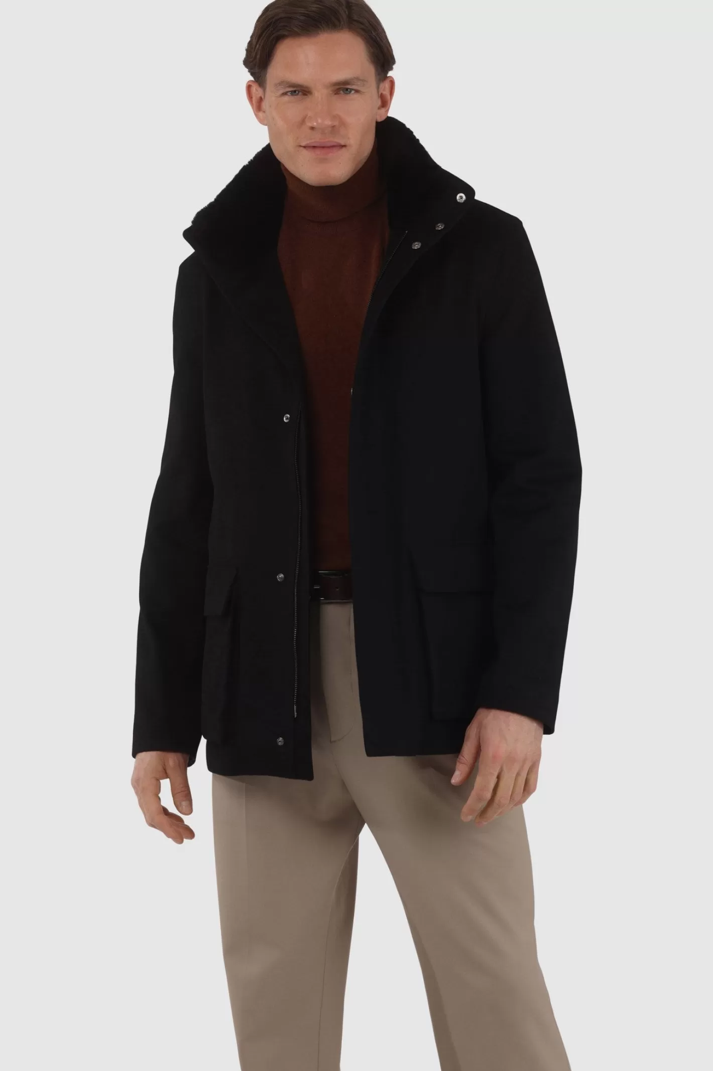 Veste Homme Montréal Hiver 2024 - Laine Loro Piana avec col en shearling sélectionné amovible par GORSKI