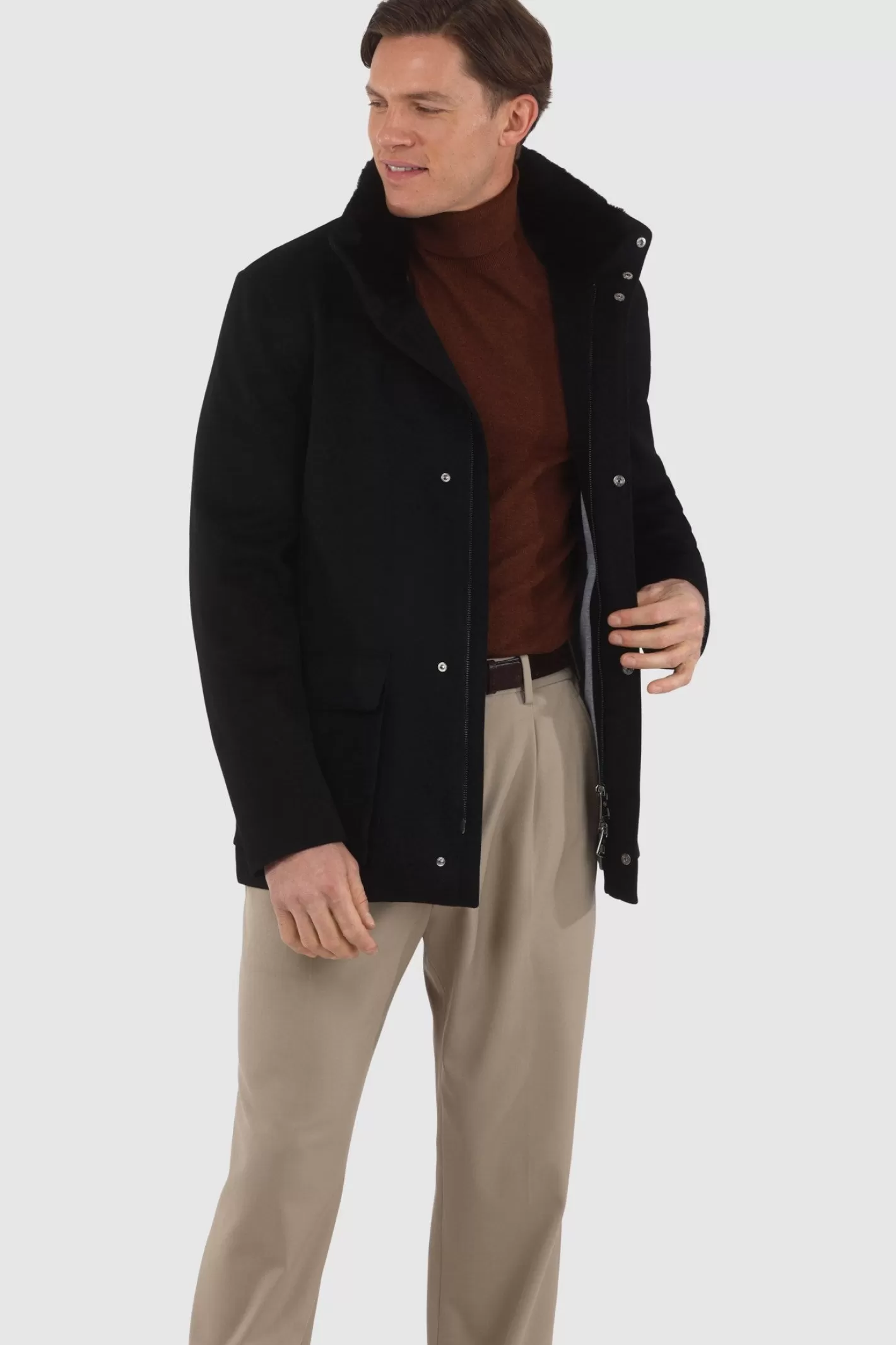 Veste Homme Montréal Hiver 2024 - Laine Loro Piana avec col en shearling sélectionné amovible par GORSKI