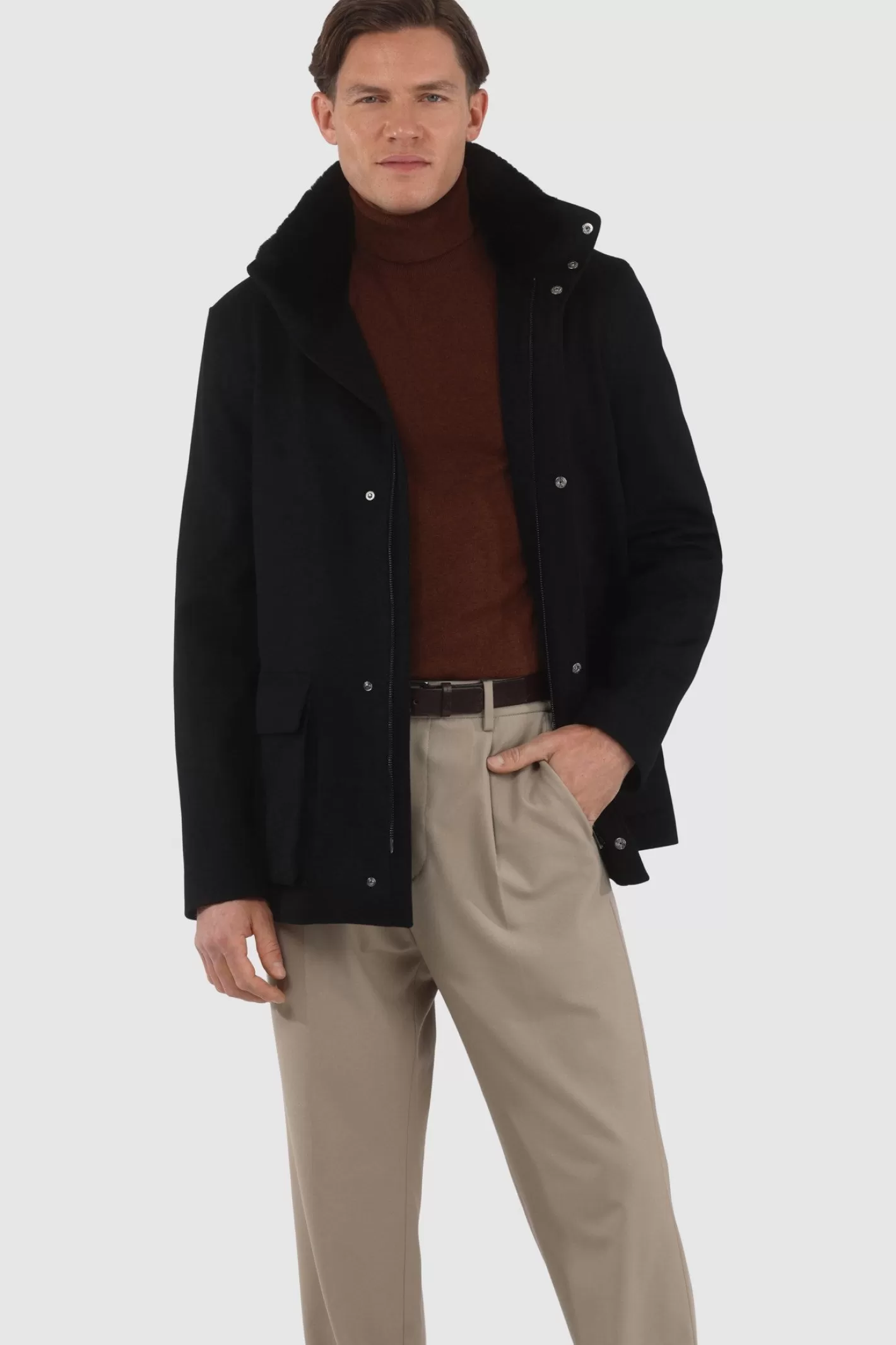 Veste Homme Montréal Hiver 2024 - Laine Loro Piana avec col en shearling sélectionné amovible par GORSKI