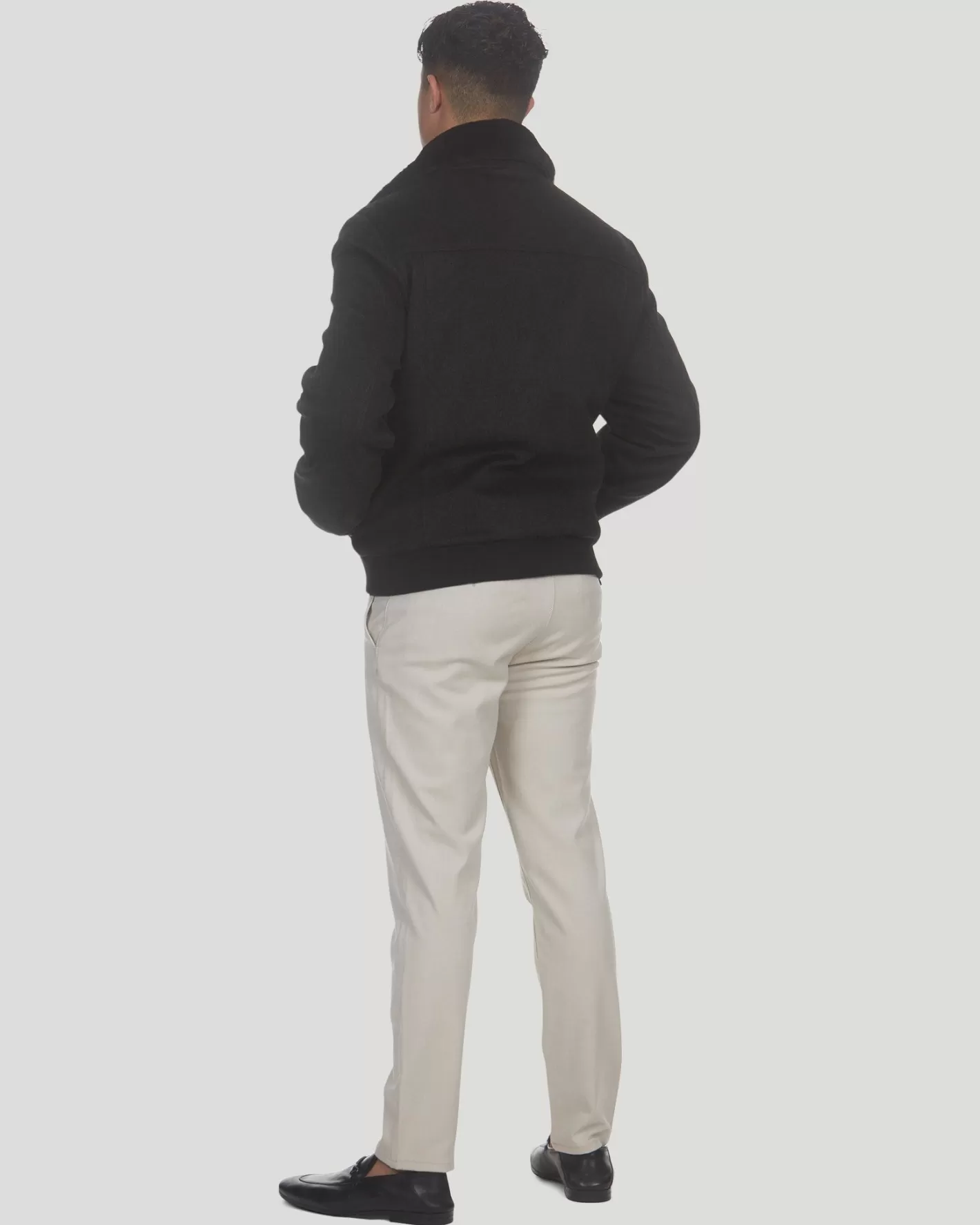 Veste d'hiver GORSKI Montréal pour homme - Laine luxueuse Loro Piana avec col amovible en agneau shearling sélectionné - Style décontracté chic