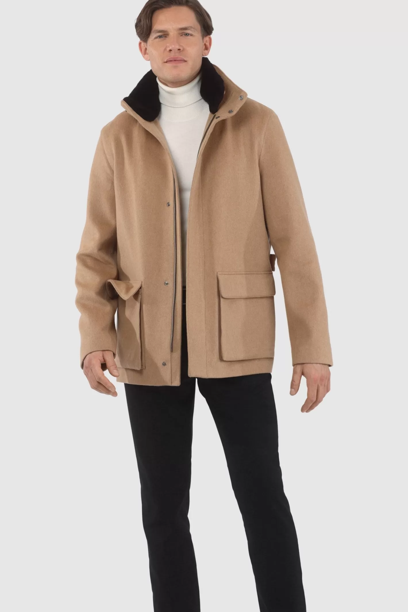 Veste Homme Montréal Hiver 2024 - Laine Loro Piana avec col en shearling sélectionné amovible par GORSKI