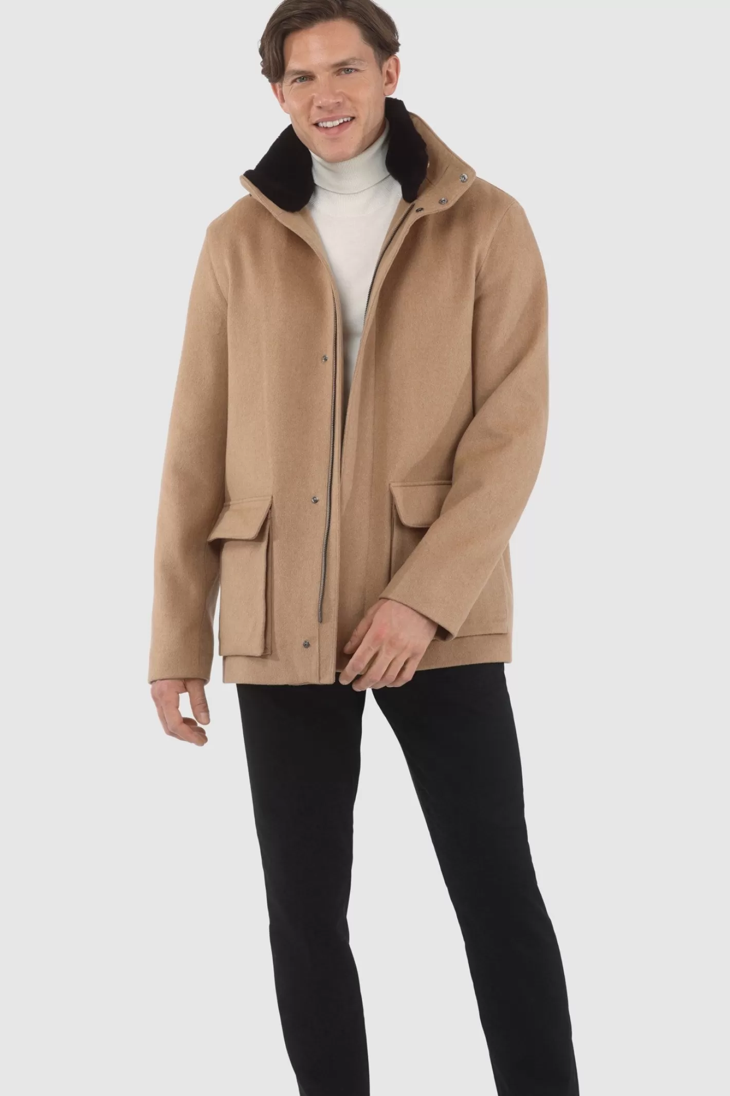 Veste Homme Montréal Hiver 2024 - Laine Loro Piana avec col en shearling sélectionné amovible par GORSKI