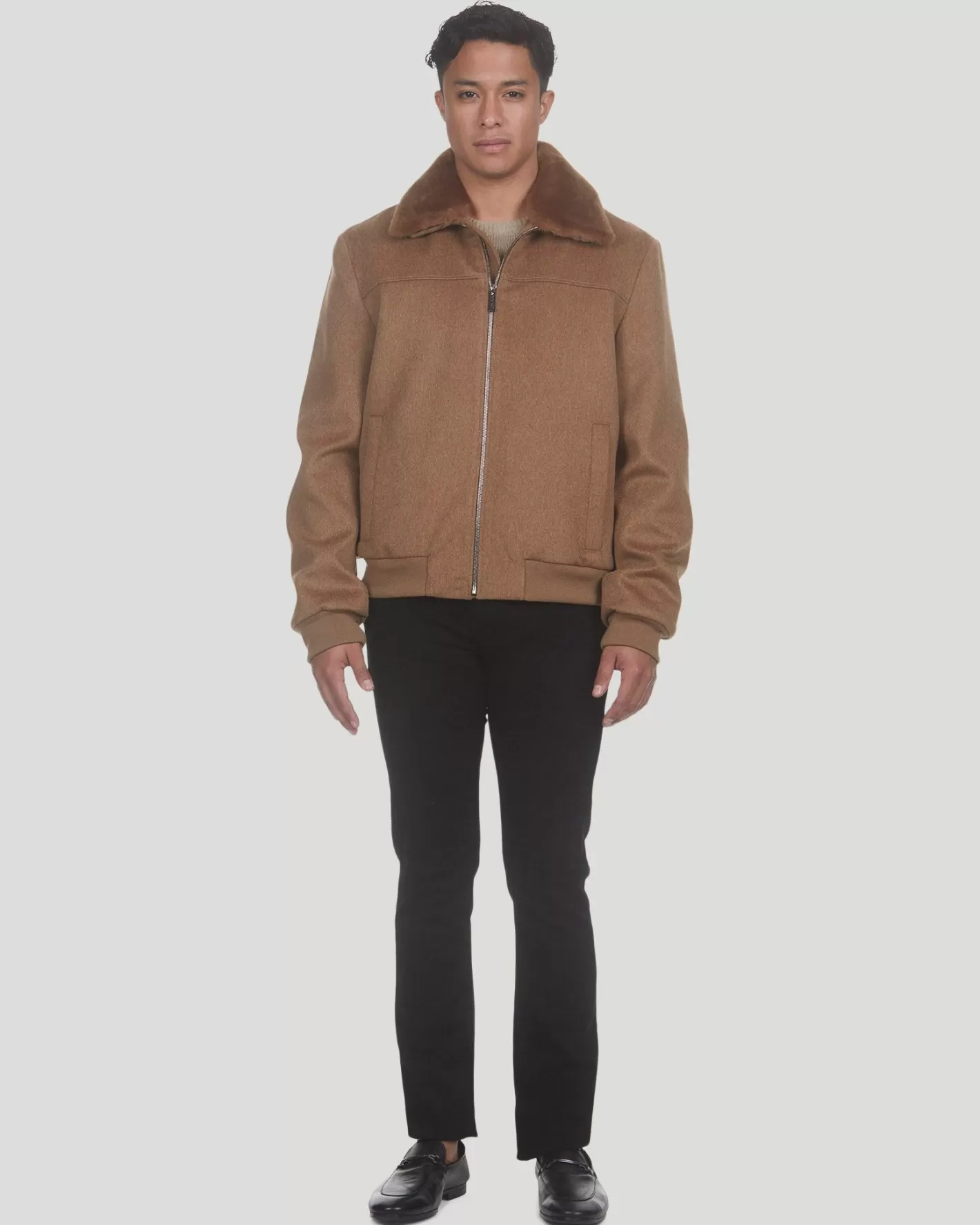 Veste d'hiver GORSKI Montréal pour homme - Laine luxueuse Loro Piana avec col amovible en agneau shearling sélectionné - Style décontracté chic