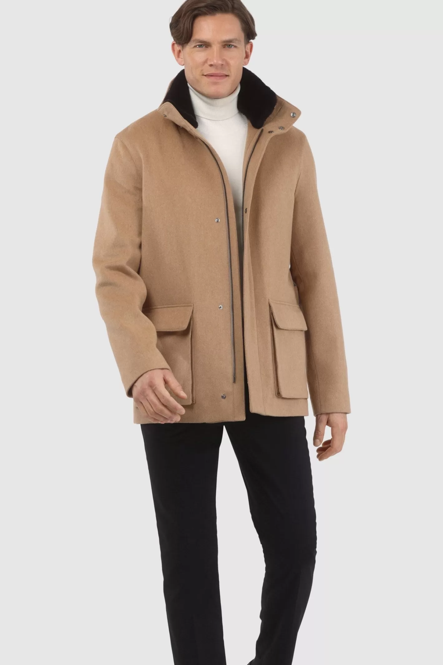 Veste Homme Montréal Hiver 2024 - Laine Loro Piana avec col en shearling sélectionné amovible par GORSKI