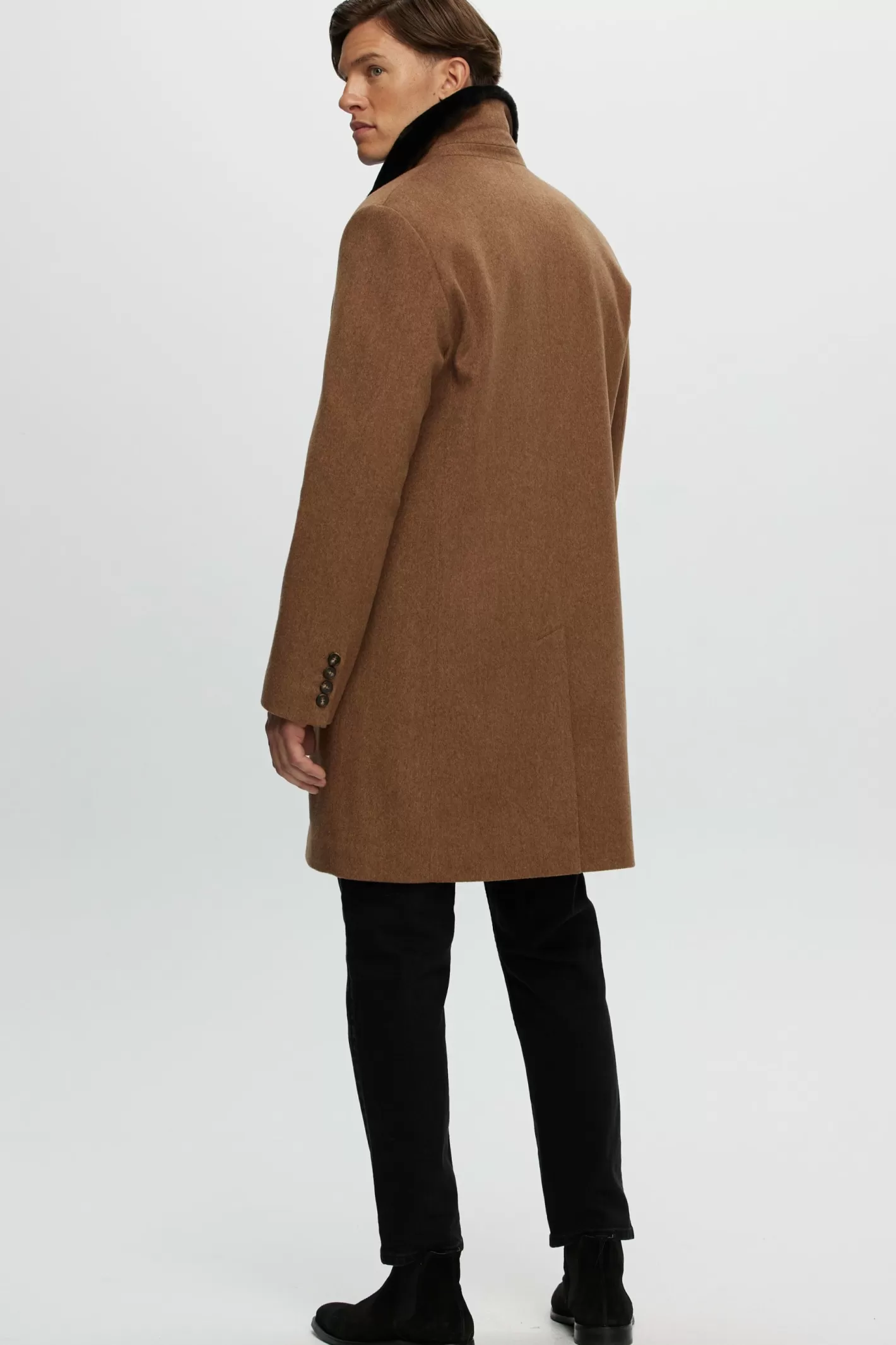 Veste courte d'hiver pour homme GORSKI Montréal - Laine luxueuse Loro Piana avec col en agneau shearling sélectionné - Conception élégante pour les journées fraîches