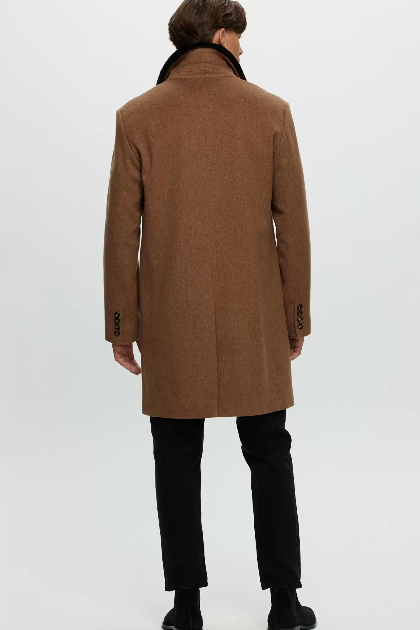 Veste courte d'hiver pour homme GORSKI Montréal - Laine luxueuse Loro Piana avec col en agneau shearling sélectionné - Conception élégante pour les journées fraîches