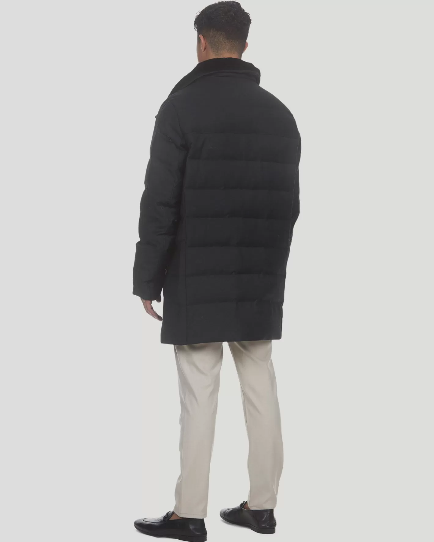 Manteau Court Matelassé en Laine Douchka pour Homme GORSKI Montréal - Col en Agneau Shearling Amovible et Sélect - Confort Élégant pour les Sorties Hivernales