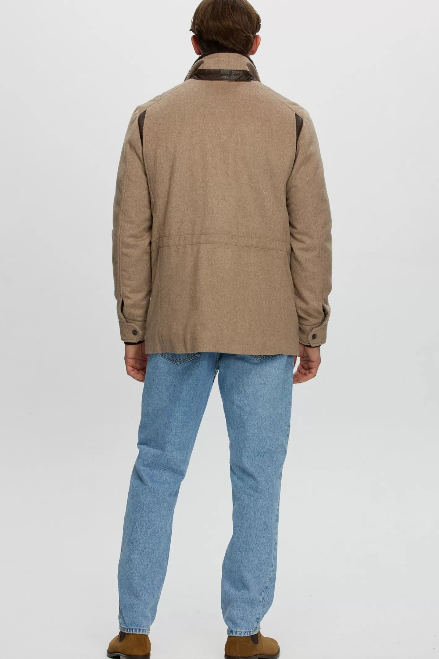 Veste homme GORSKI Montréal en tissu premium avec col en laine mérinos et agneau shearling - Confort hivernal et élégance urbaine