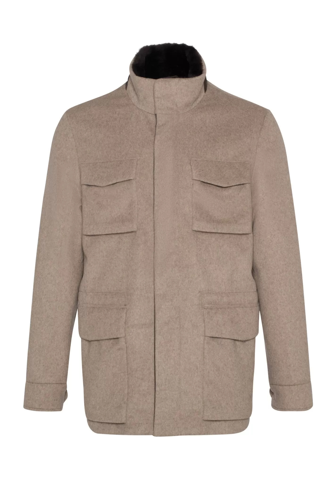Veste homme GORSKI Montréal en tissu premium avec col en laine mérinos et agneau shearling - Confort hivernal et élégance urbaine