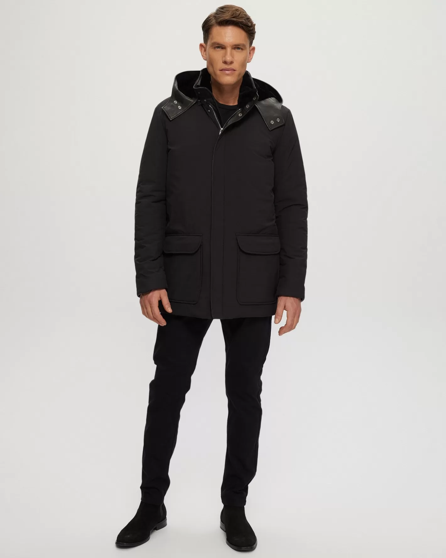 Parka GORSKI Montréal pour Homme – Doublure en Agneau Shearling Sélectionné, Garnitures Cuir Authentique avec Col et Capuche Amovibles en Fourrure Naturelle