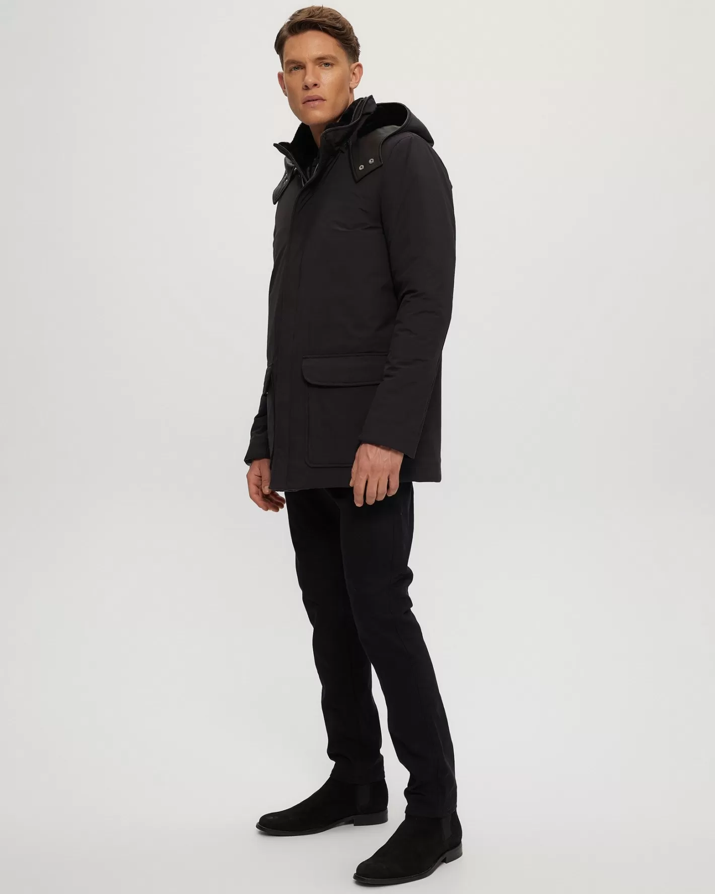 Parka GORSKI Montréal pour Homme – Doublure en Agneau Shearling Sélectionné, Garnitures Cuir Authentique avec Col et Capuche Amovibles en Fourrure Naturelle