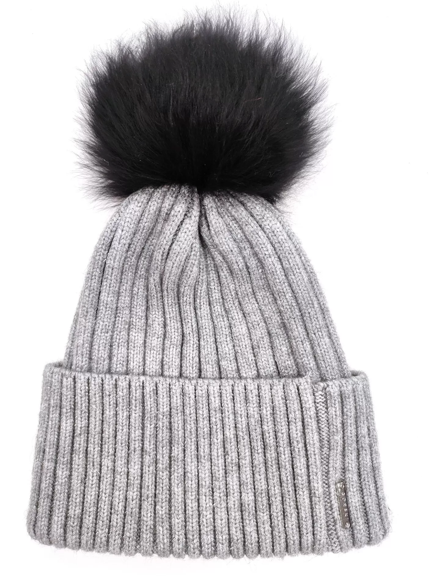 Bonnet d'hiver Montréal Gorski - Laine mélangée métallisée pour femme avec pompon d'agneau amovible