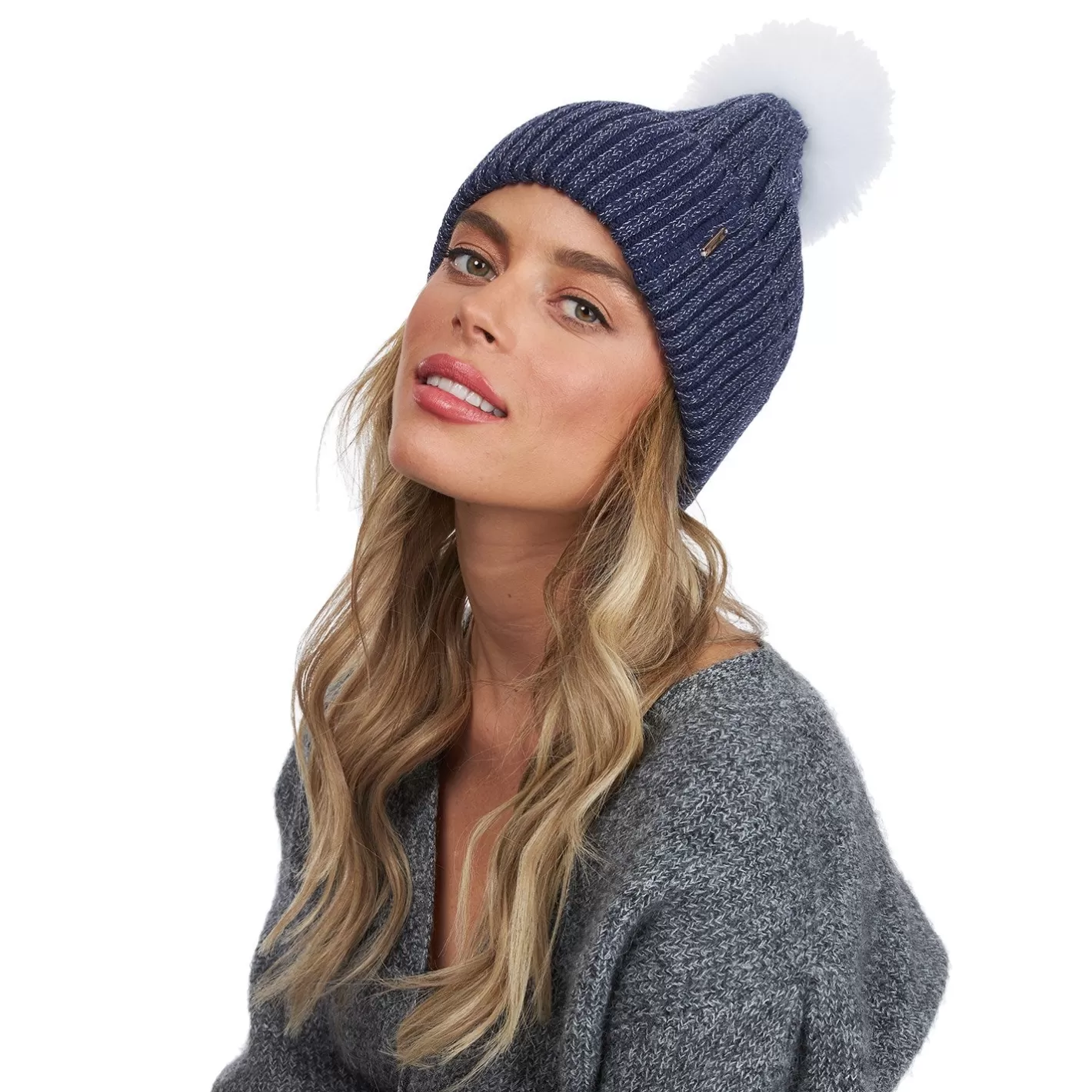 Bonnet femme hiver GORSKI Montréal - Laine mélangée à reflets métallisés, pompon doublure shearling agneau Toscana ultra-doux