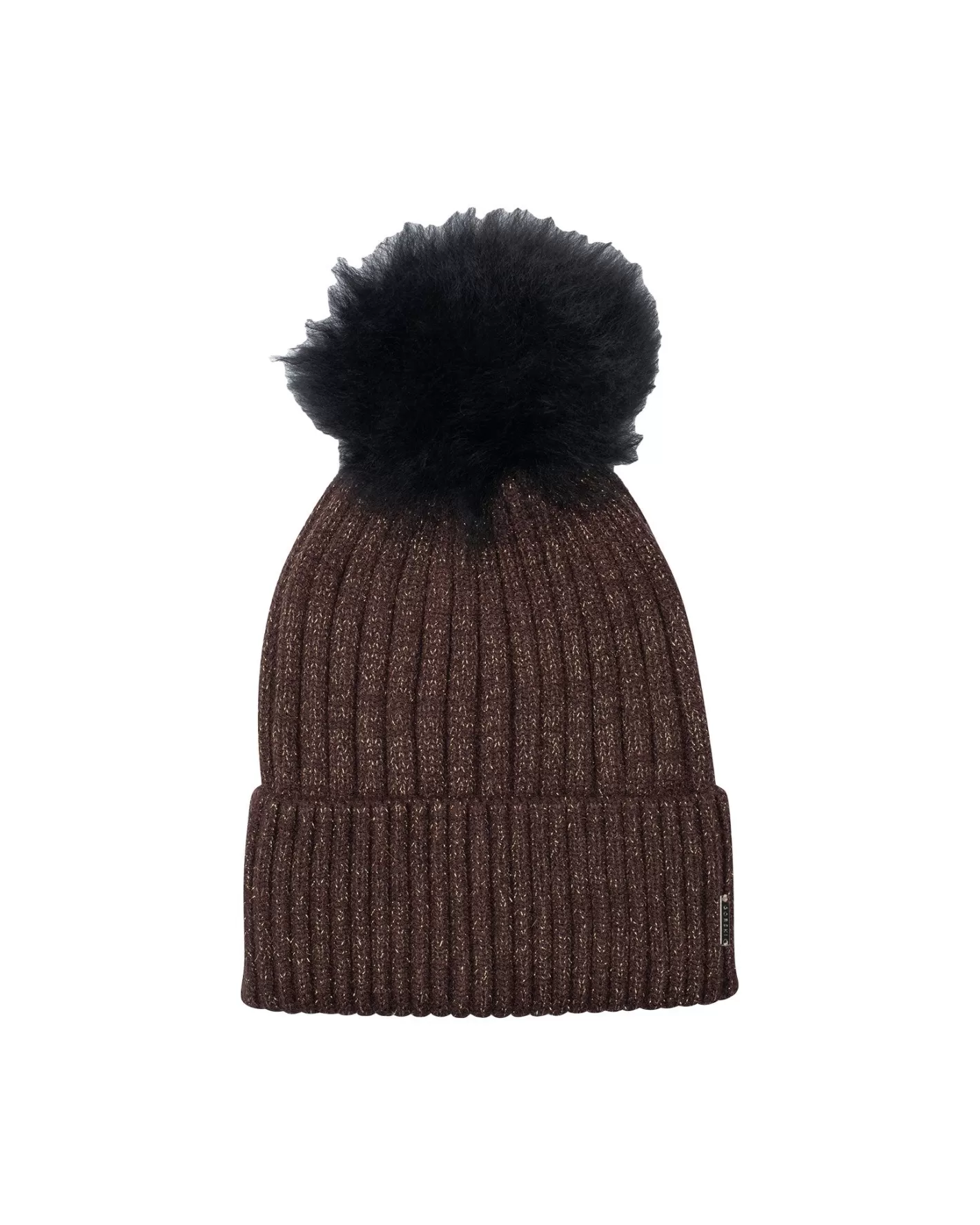 Bonnet tricoté GORSKI Montréal en laine mélangée métallisée - Pompon doux en agneau Toscana à fourrure naturelle pour femme - Accessoire hiver élégant et chaud