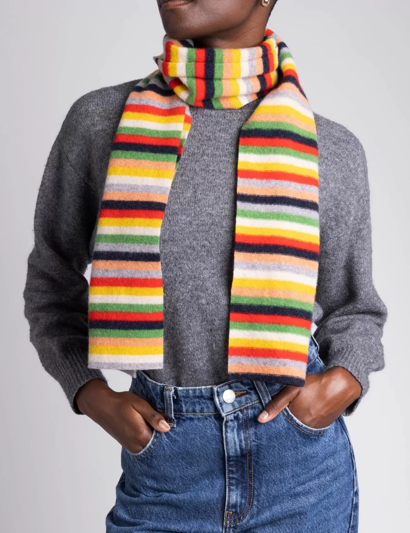Promotion Exclusive - Écharpe Rayée en Laine Mérinos Miro - L'Accessoire d'Hiver Indispensable