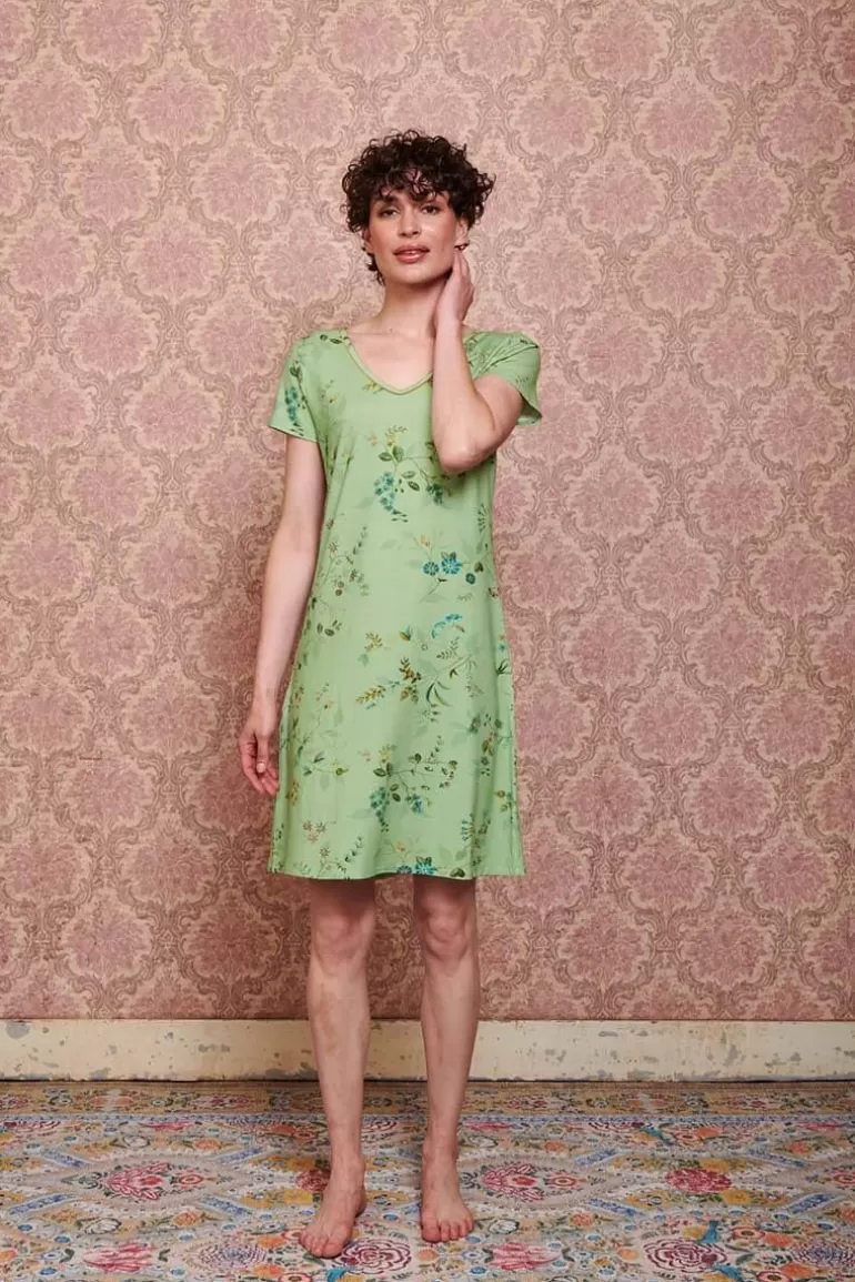 Chemise de nuit manches courtes – Motifs fleurs adorables vert pastel – Collection Pip Studio en Promotion