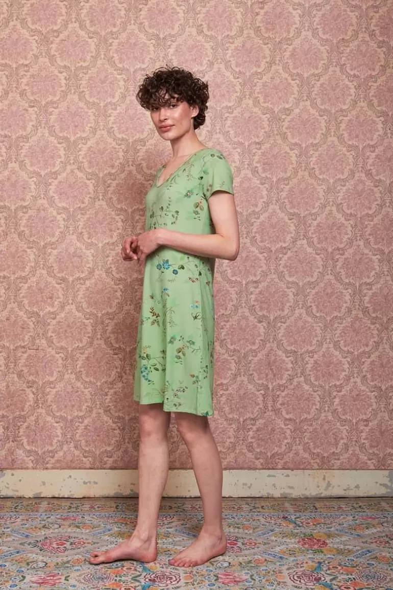 Chemise de nuit manches courtes – Motifs fleurs adorables vert pastel – Collection Pip Studio en Promotion