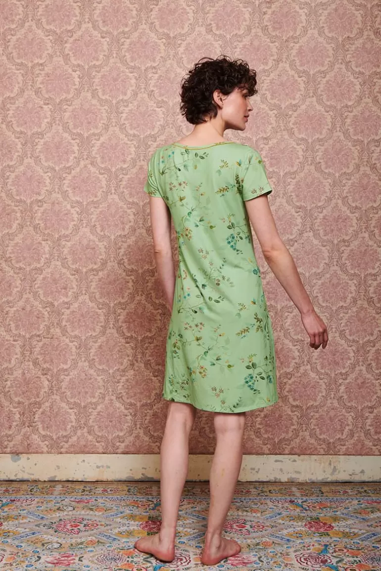 Chemise de nuit manches courtes – Motifs fleurs adorables vert pastel – Collection Pip Studio en Promotion