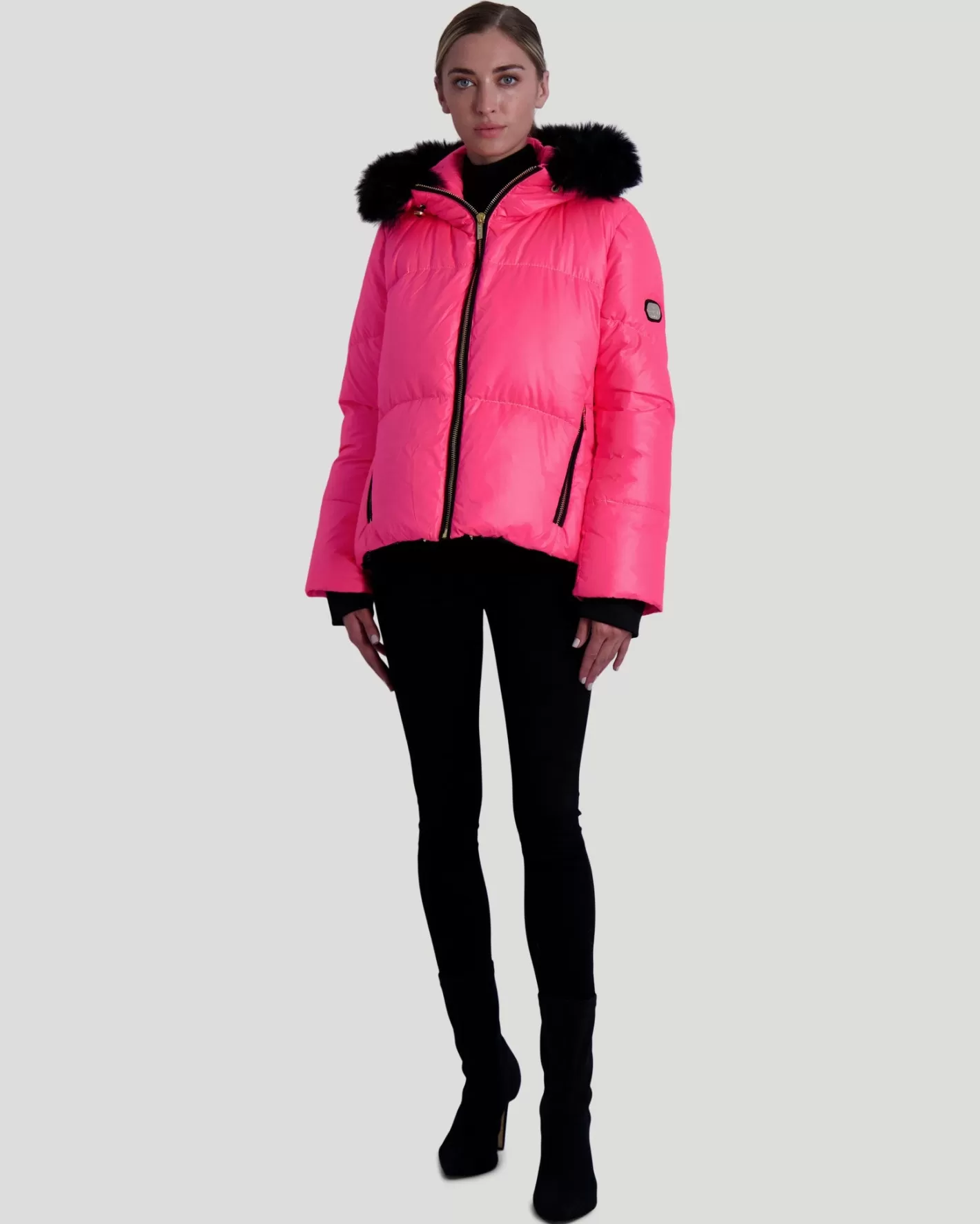 Doudoune Ski Femme Montréal Éclat Fluorescent - Capuche Détachable en Agneau Toscan - Style Après-Ski Urbain GORSKI