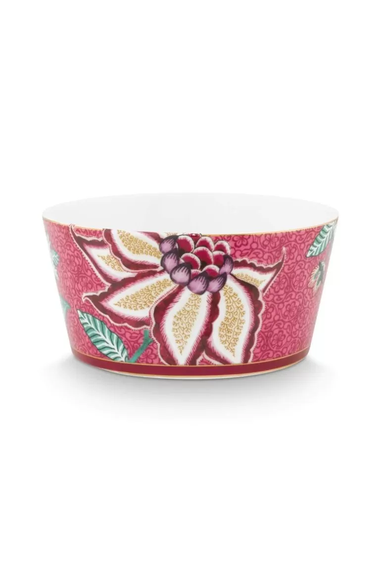 Pip Studio - Collection Fête des Fleurs Orientales | Set de 4 Assiettes à Dessert 12 cm - Motif Kommen Donker rose | En Promotion