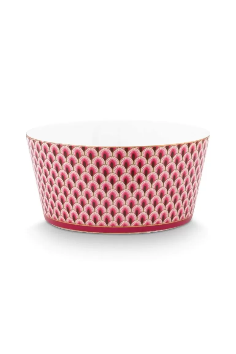 Pip Studio - Collection Fête des Fleurs Orientales | Set de 4 Assiettes à Dessert 12 cm - Motif Kommen Donker rose | En Promotion