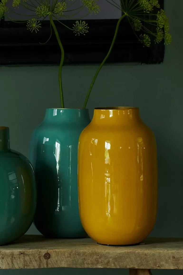 Vase ovale design en métal 30 cm - Tonique Jaune Soleil par Pip Studio | Édition Limitée