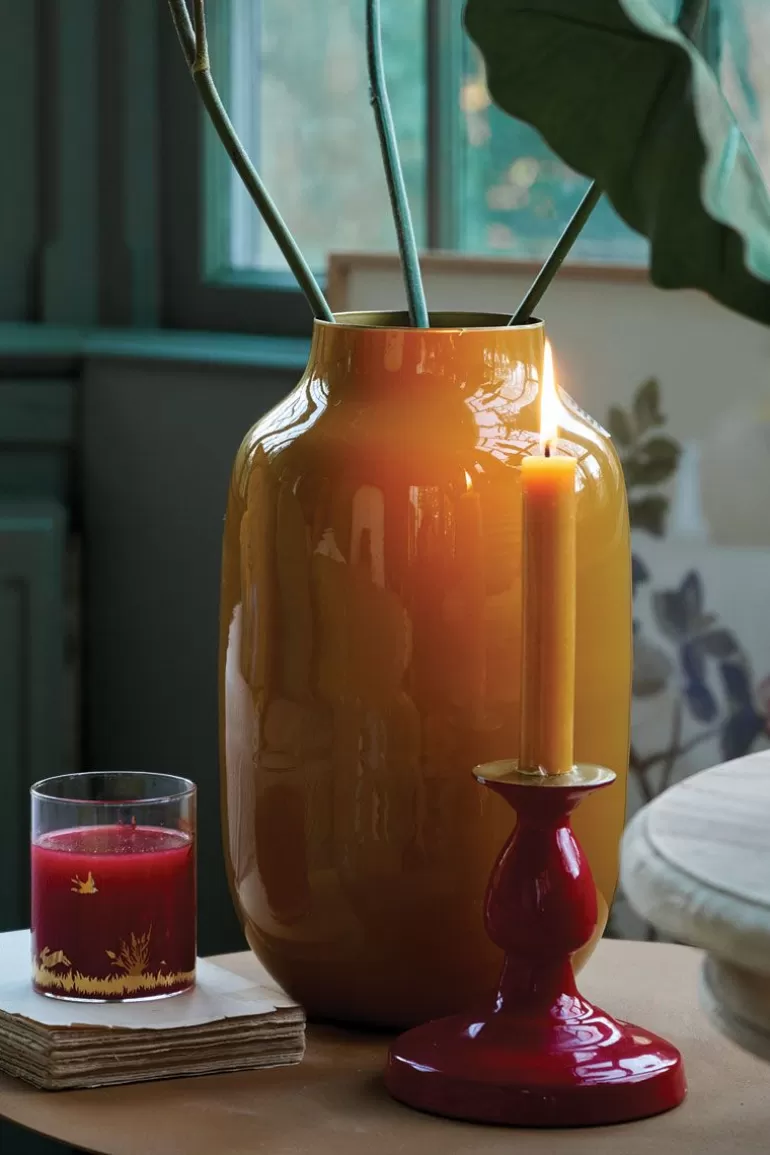 Vase ovale design en métal 30 cm - Tonique Jaune Soleil par Pip Studio | Édition Limitée