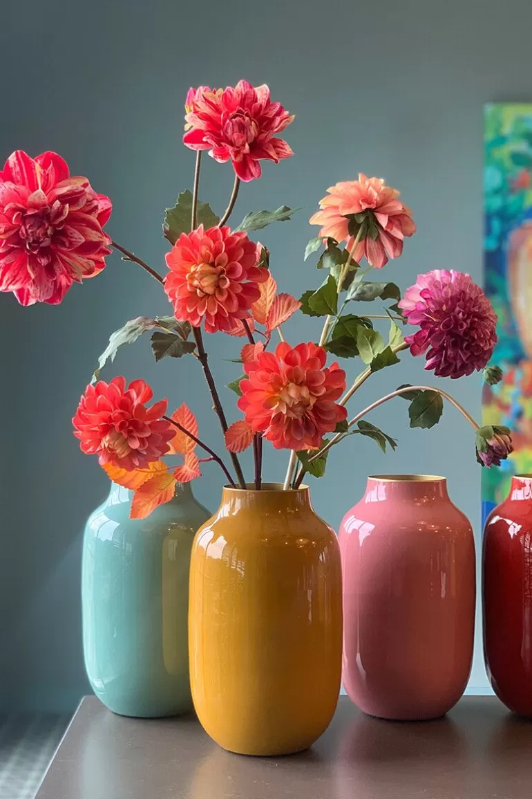 Vase ovale design en métal 30 cm - Tonique Jaune Soleil par Pip Studio | Édition Limitée