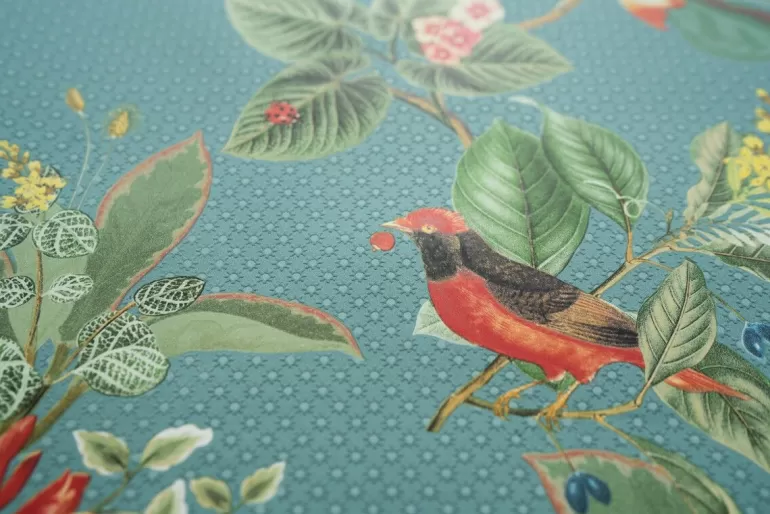 Papier peint intissé design 'Floris' bleu canard - Collection Pip Studio à petit prix