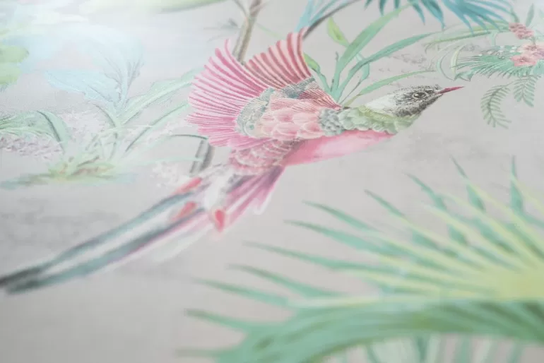 Papier peint mural Pip Studio - Scène de Jungle Tropicale en Gris Nuancé | Décoration Murale Créative en Textile Intissé | Collection Printemps-Été | Inspiration Bohème-Chic pour Intérieur