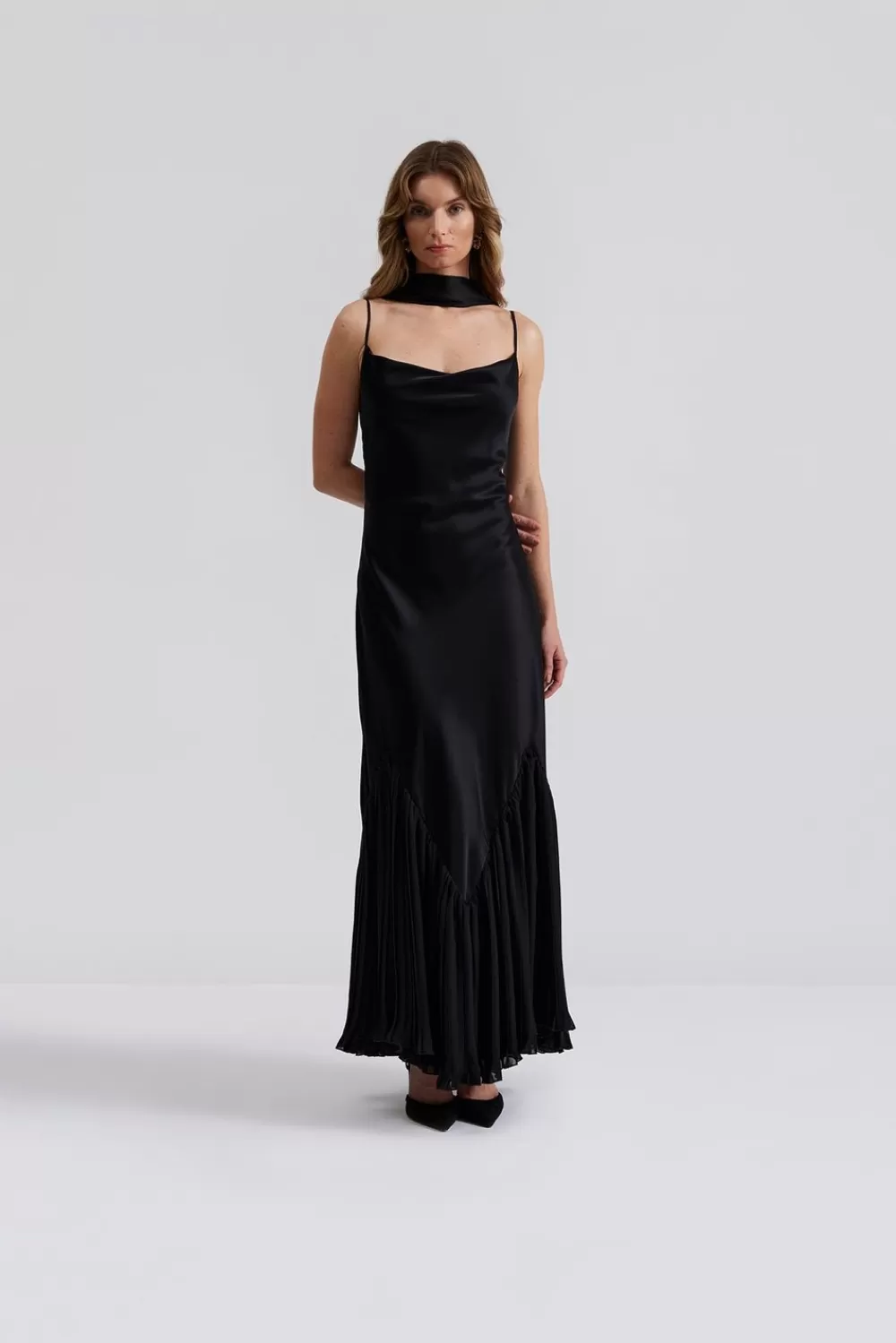Robe longue paillettes minuit - Style festif Malina Poppy | Taille haute élégante | Promotion été