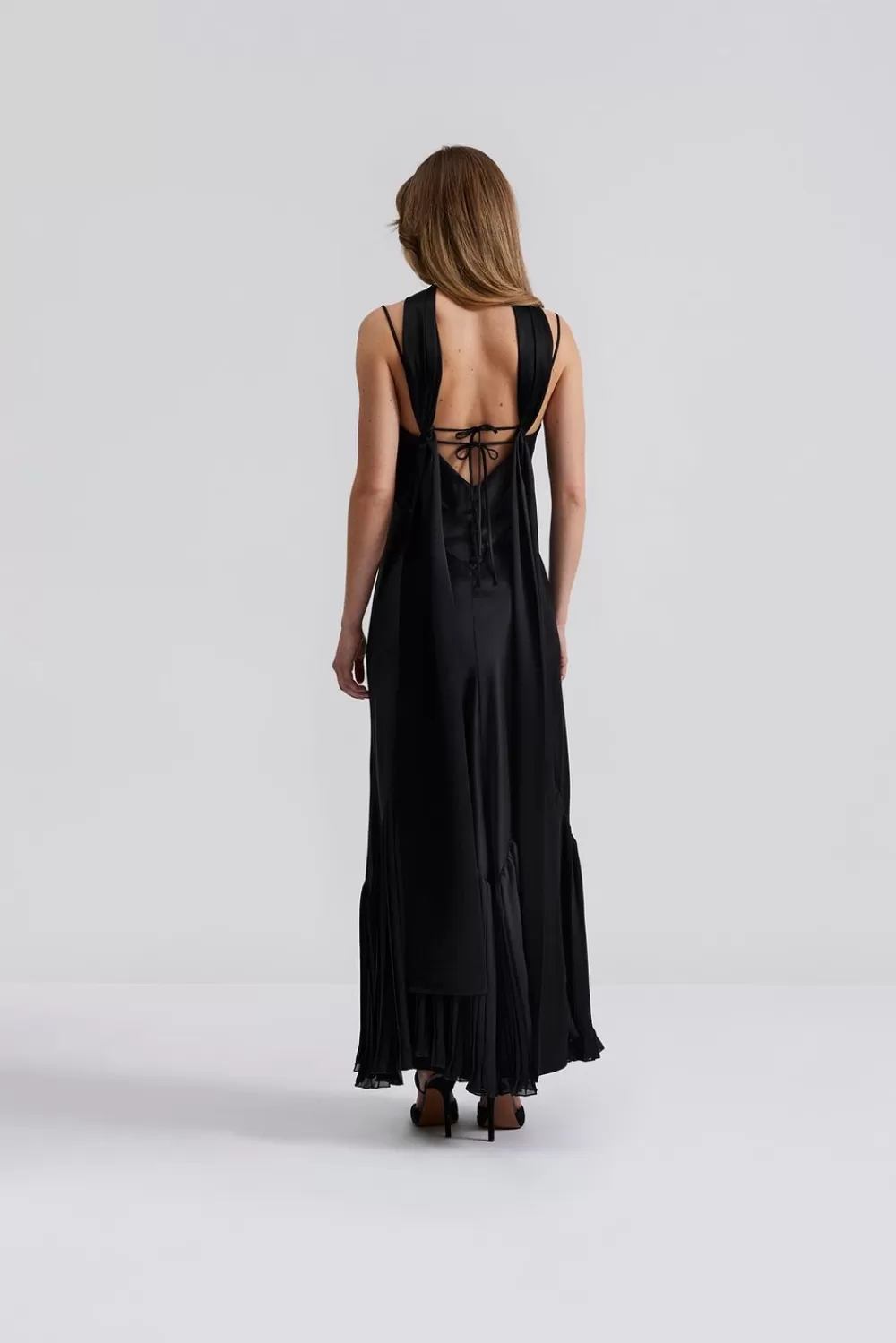 Robe longue paillettes minuit - Style festif Malina Poppy | Taille haute élégante | Promotion été