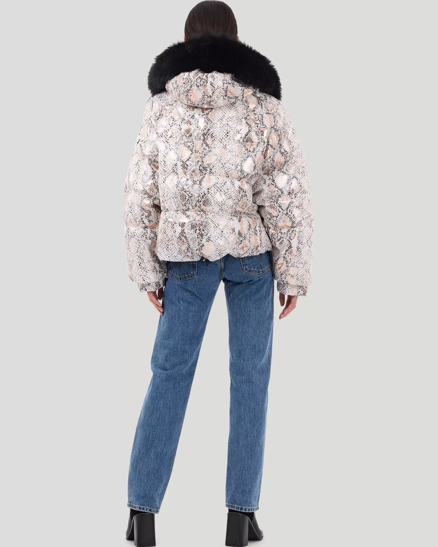 Veste Femme GORSKI Montréal - Doudoune Ski Imprimée avec Capuche Détachable en Agneau Toscane - Style Montagnard Chic pour Après-Ski
