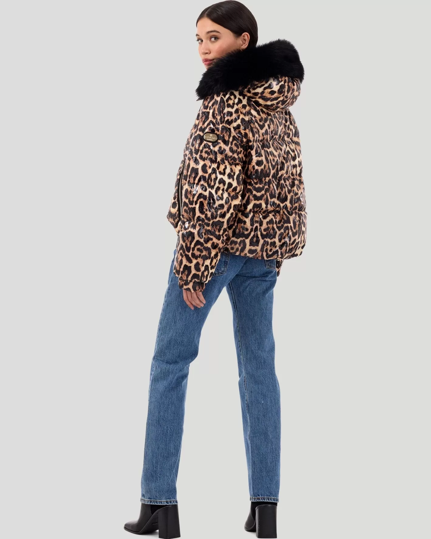 Veste Femme GORSKI Montréal - Doudoune Ski Imprimée avec Capuche Détachable en Agneau Toscane - Style Montagnard Chic pour Après-Ski