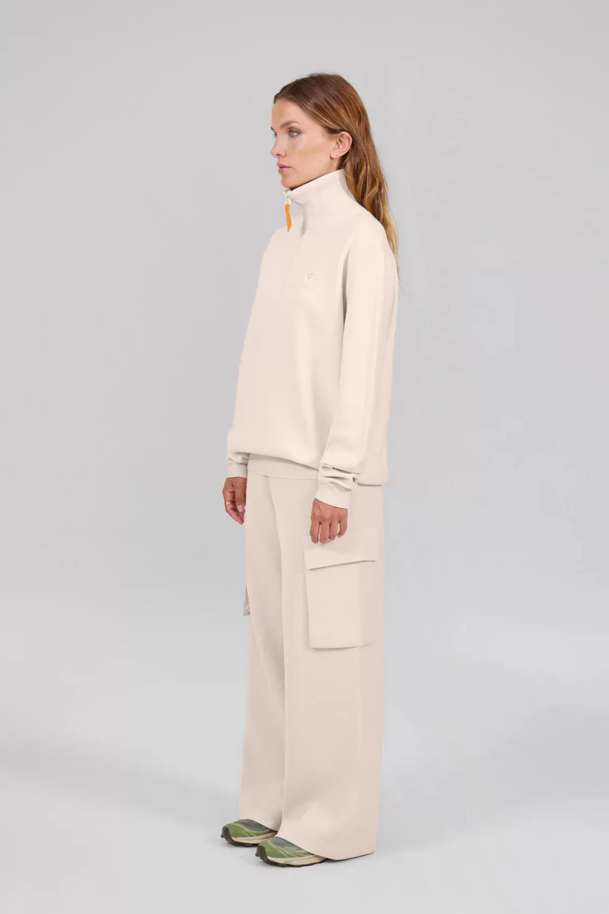 Sweat confortable Lewis Patch avec col haut zippé - Modèle Gertrude en coton doux pour un style décontracté