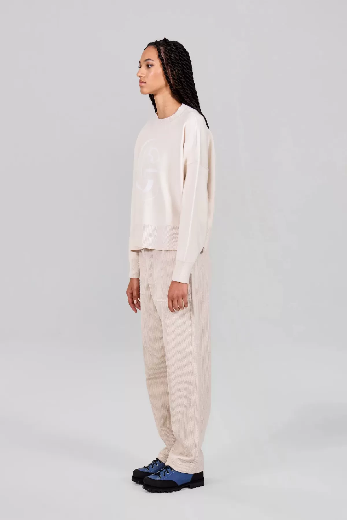 Chandail oversize en maille jacquard rétro - Modèle Natalia-Gertrude | Promotion spéciale sur les coupes généreuses
