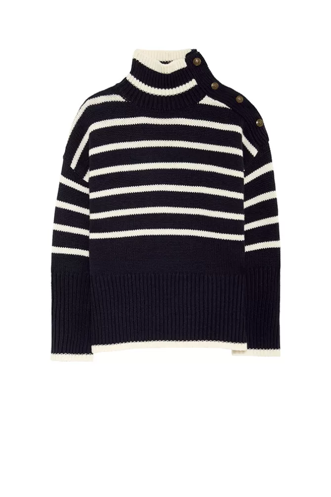 Marinière Élégante Sans Logo - Collection Cinq Jeans & Gilets Décontractés | Pulls Rayés Intemporels pour Style Urbain