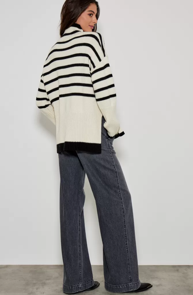 Marinière Élégante Sans Logo - Collection Cinq Jeans & Gilets Décontractés | Pulls Rayés Intemporels pour Style Urbain