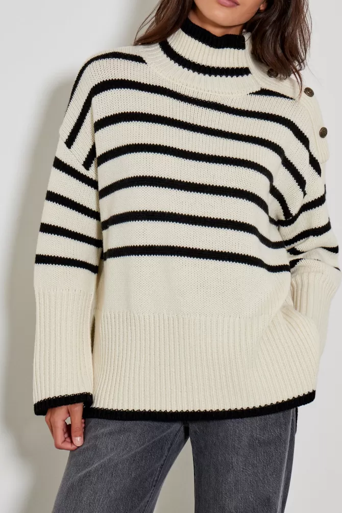 Marinière Élégante Sans Logo - Collection Cinq Jeans & Gilets Décontractés | Pulls Rayés Intemporels pour Style Urbain