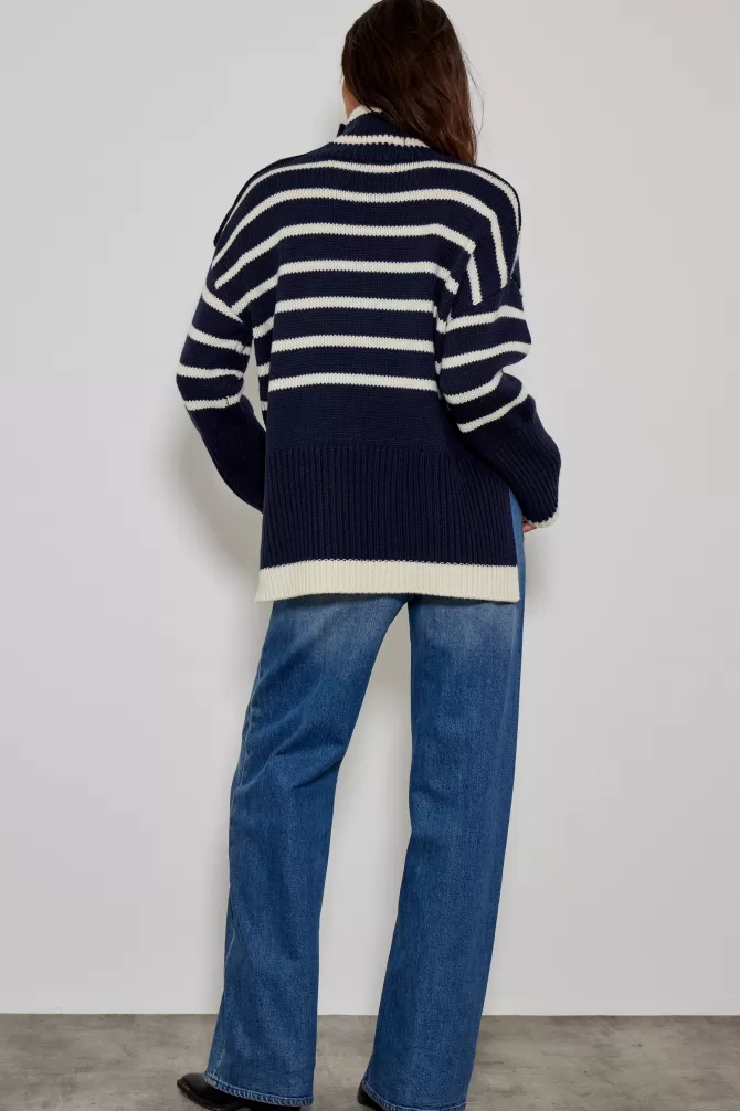 Marinière Élégante Sans Logo - Collection Cinq Jeans & Gilets Décontractés | Pulls Rayés Intemporels pour Style Urbain