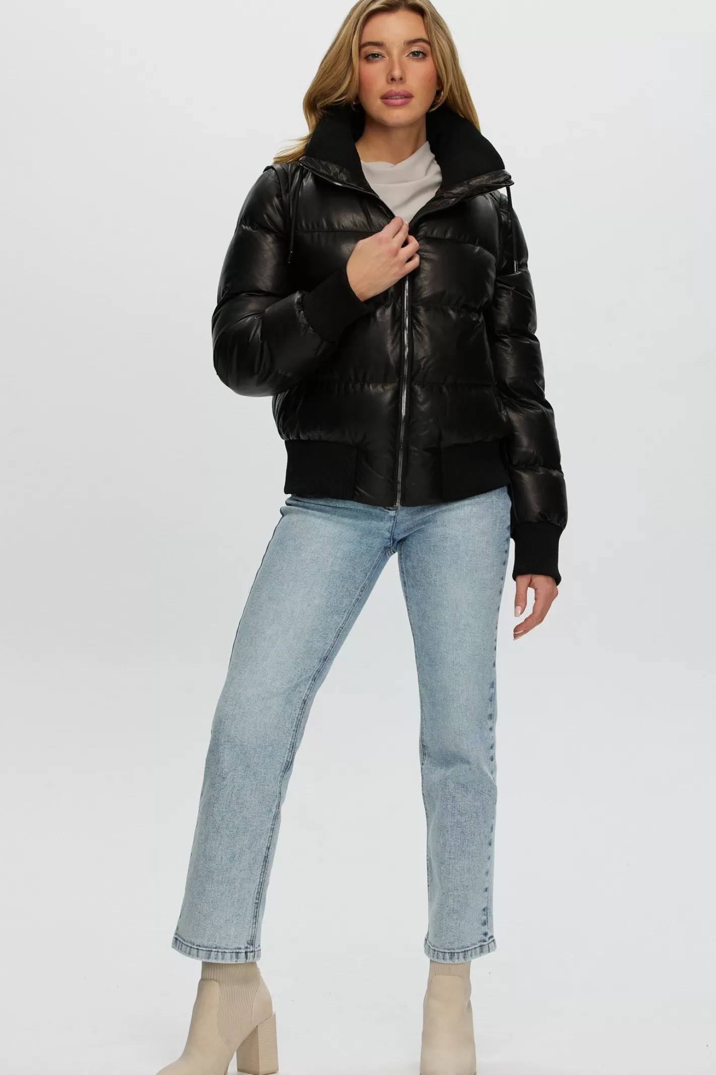 Veste polyvalente GORSKI Montréal - Cuir matelassé avec manches amovibles pour look féminin décontracté