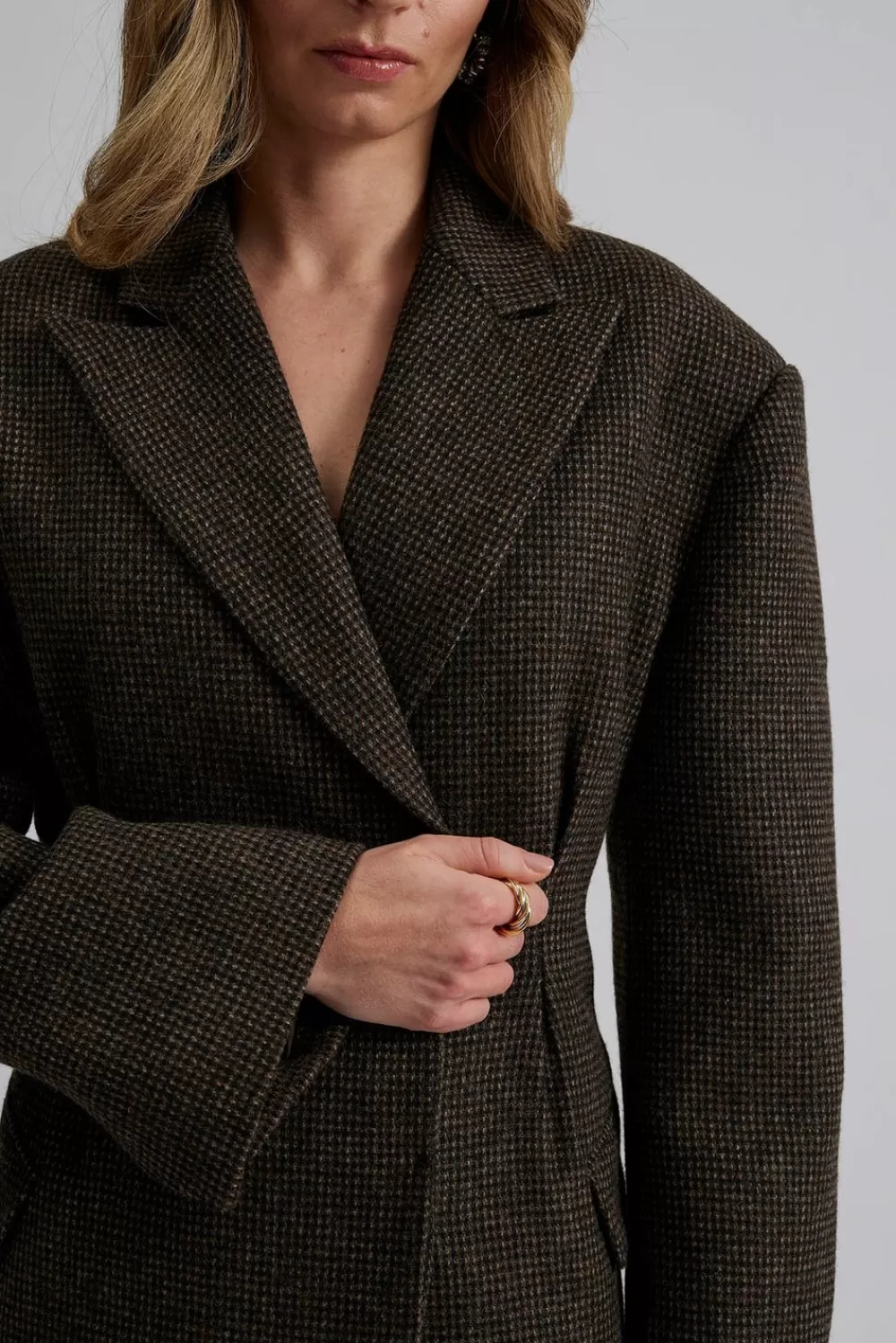 Élégante veste légère Malina Reese - Motif carreaux marron tendance - Style urbain printemps-été