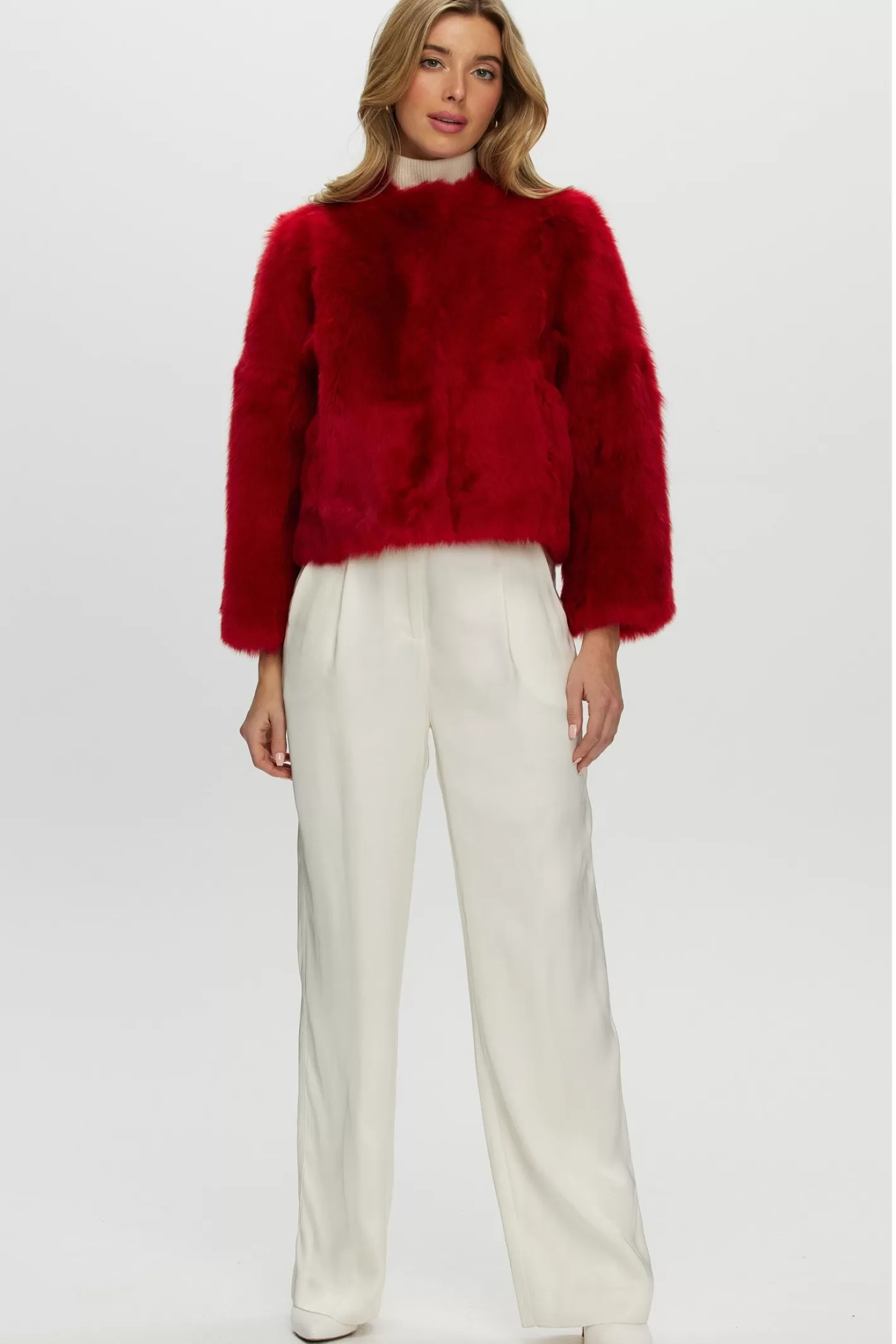 Veste réversible en agneau shearling Toscana - Design sans col avec manches trois-quarts - Collection GORSKI Montréal pour femme