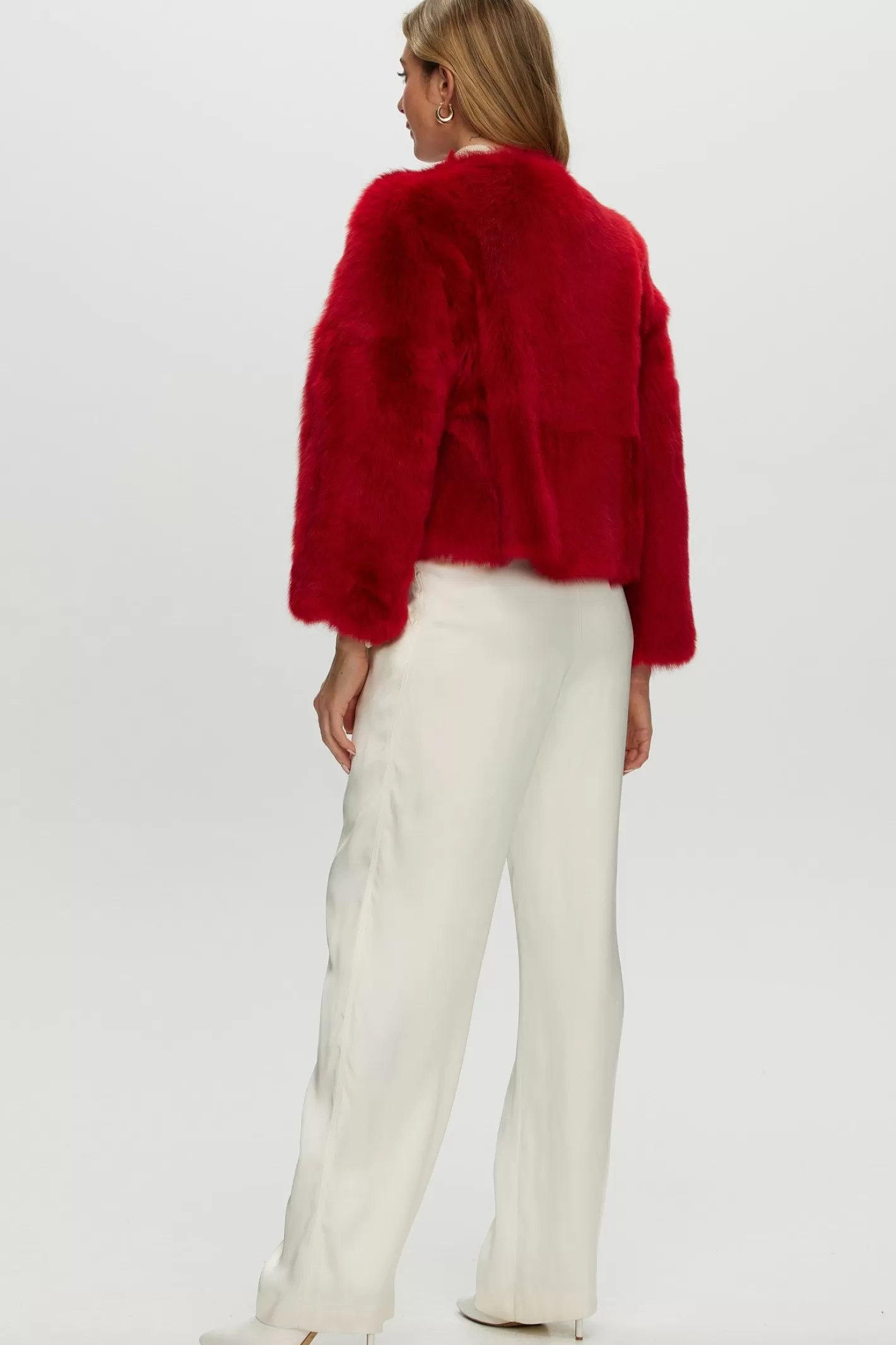 Veste réversible en agneau shearling Toscana - Design sans col avec manches trois-quarts - Collection GORSKI Montréal pour femme