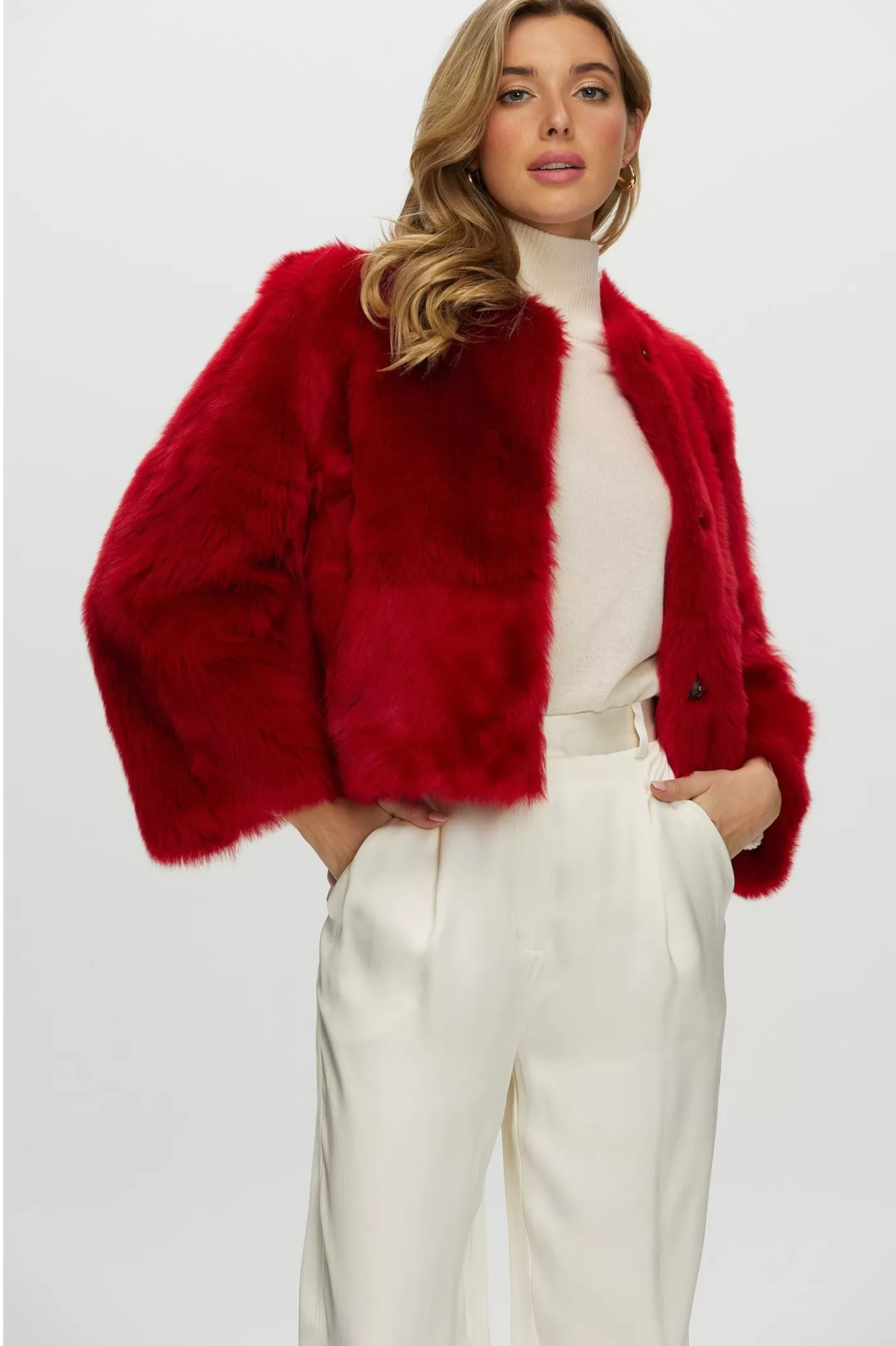 Veste réversible en agneau shearling Toscana - Design sans col avec manches trois-quarts - Collection GORSKI Montréal pour femme