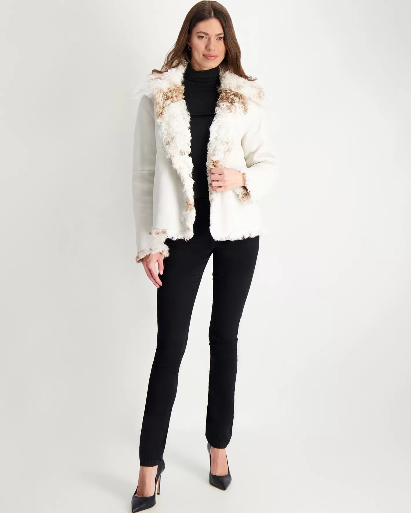 Veste réversible GORSKI Montréal en agneau shearling à poil long – Style décontracté chic pour femme (Sélection Premium)