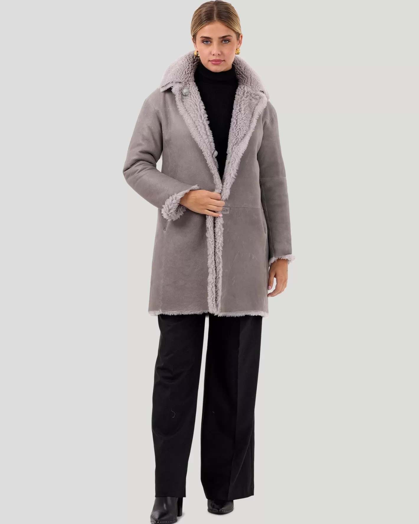 Manteau réversible en agneau à poil long GORSKI Montréal – Landau polyvalent pour femme